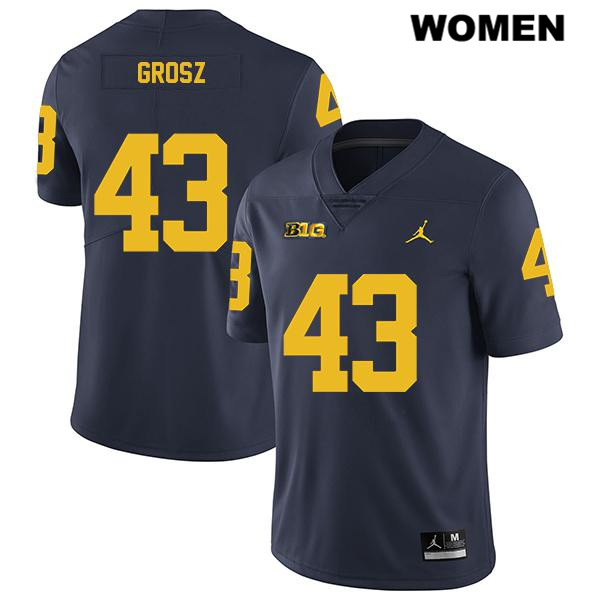 Women's NCAA Michigan Wolverines Tyler Grosz #43 Navy Jordan Brand Authentic Stitched Legend Football College Jersey FW25N53MB